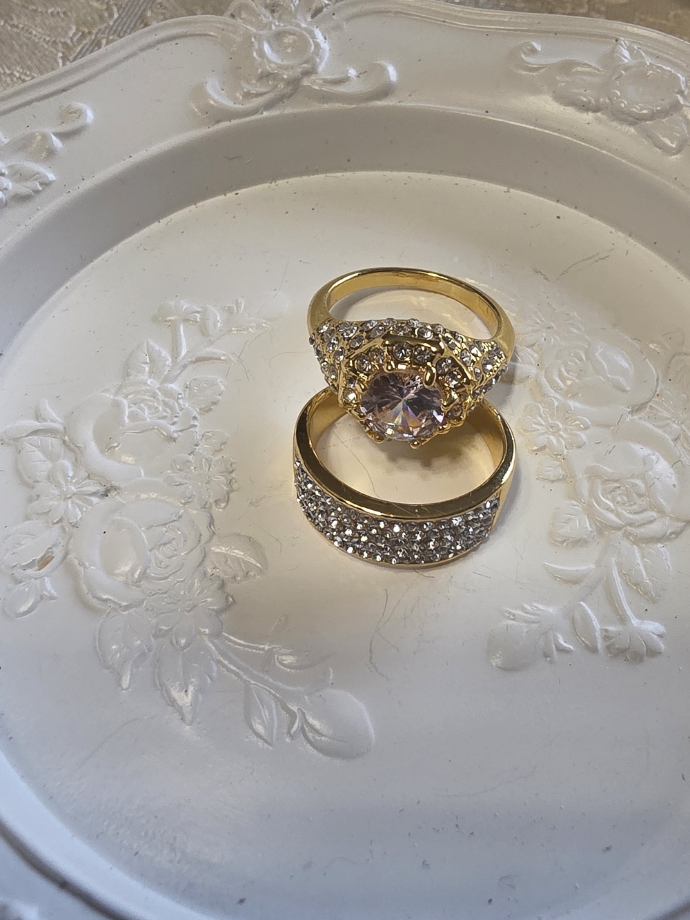 Gold-Tone Crystal Fashion Ring Set